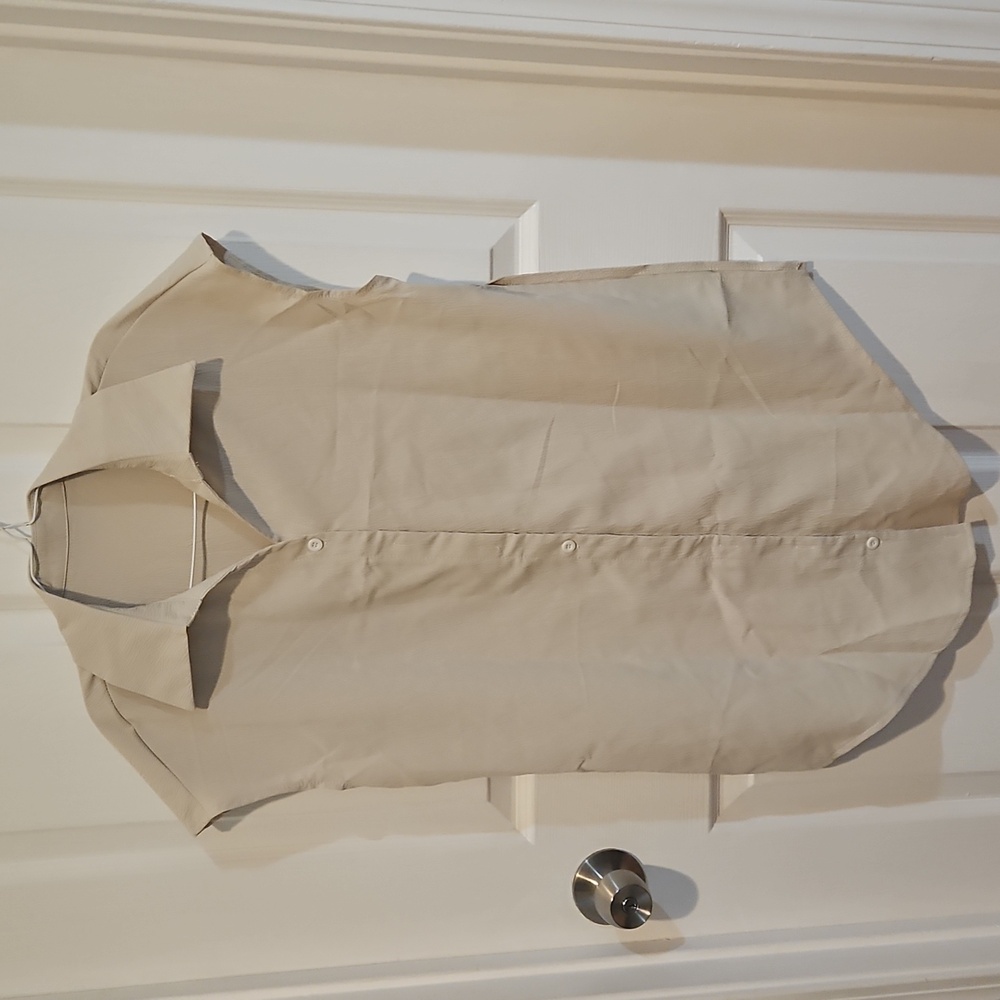 Long tan tunic button down